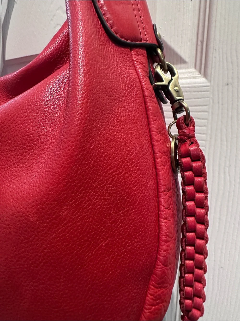 Lucky Brand Red Leather Hobo Shoulder Bag